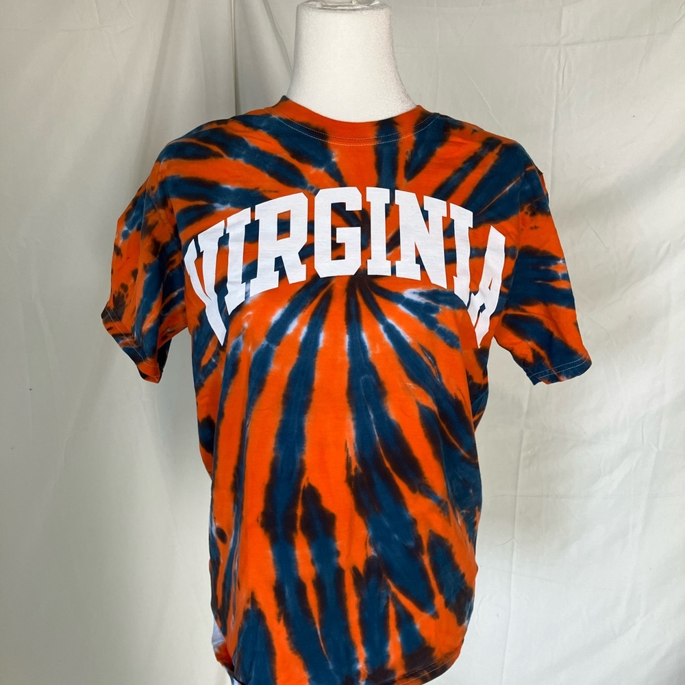 University of Virginia Tie-Dye Graphic Tee - Orange & Navy -NWOT